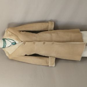 Shearling Coat J. Crew Natural Lamb Skin Fur Lined Quality Size XS Penny Lane